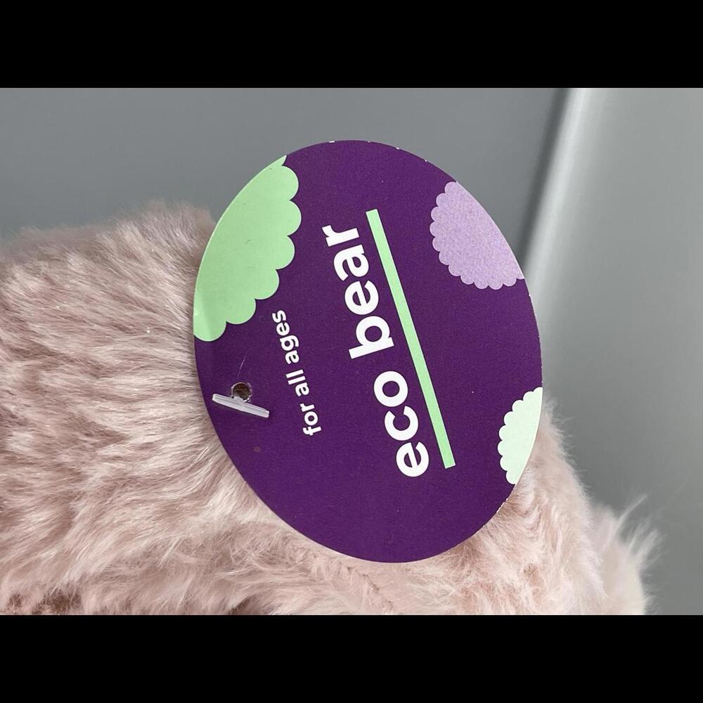 NWT Plush Eco by HugFun Pink Eco Bear Made from Recycled Plastic Bottle HTF* - Picture 5 of 8
